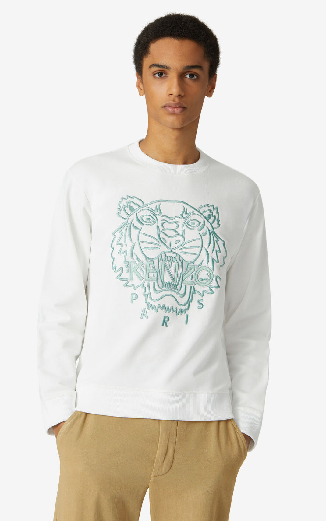 Kenzo Tiger Sweatshirt Erkek Beyaz | 0529-GSTZE